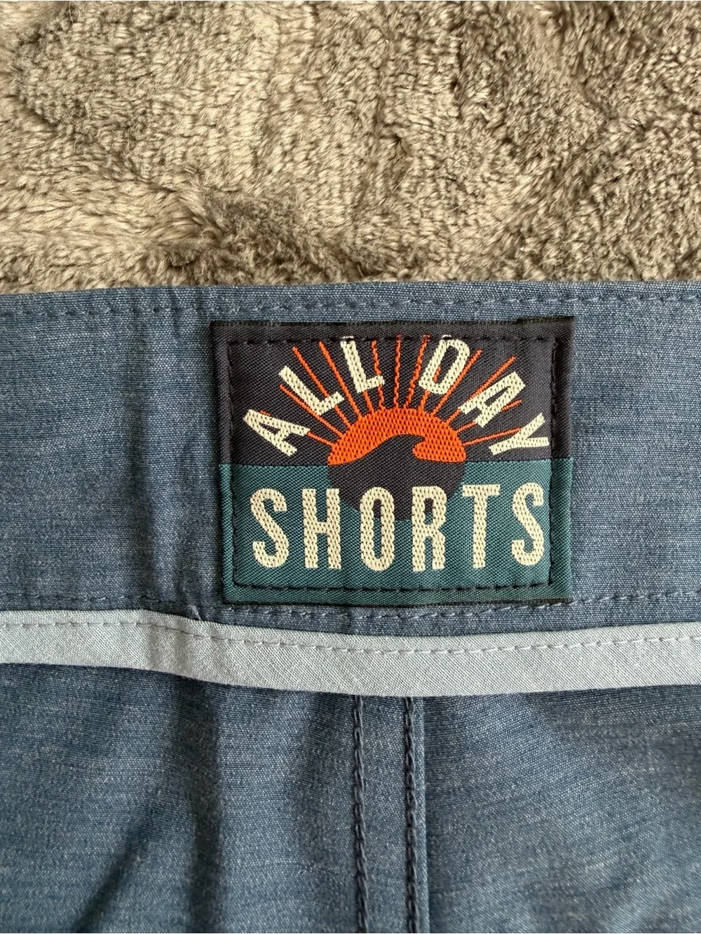 Faherty All Day Shorts Blue Performance Stretch Drawstring Size 35 Men’s
